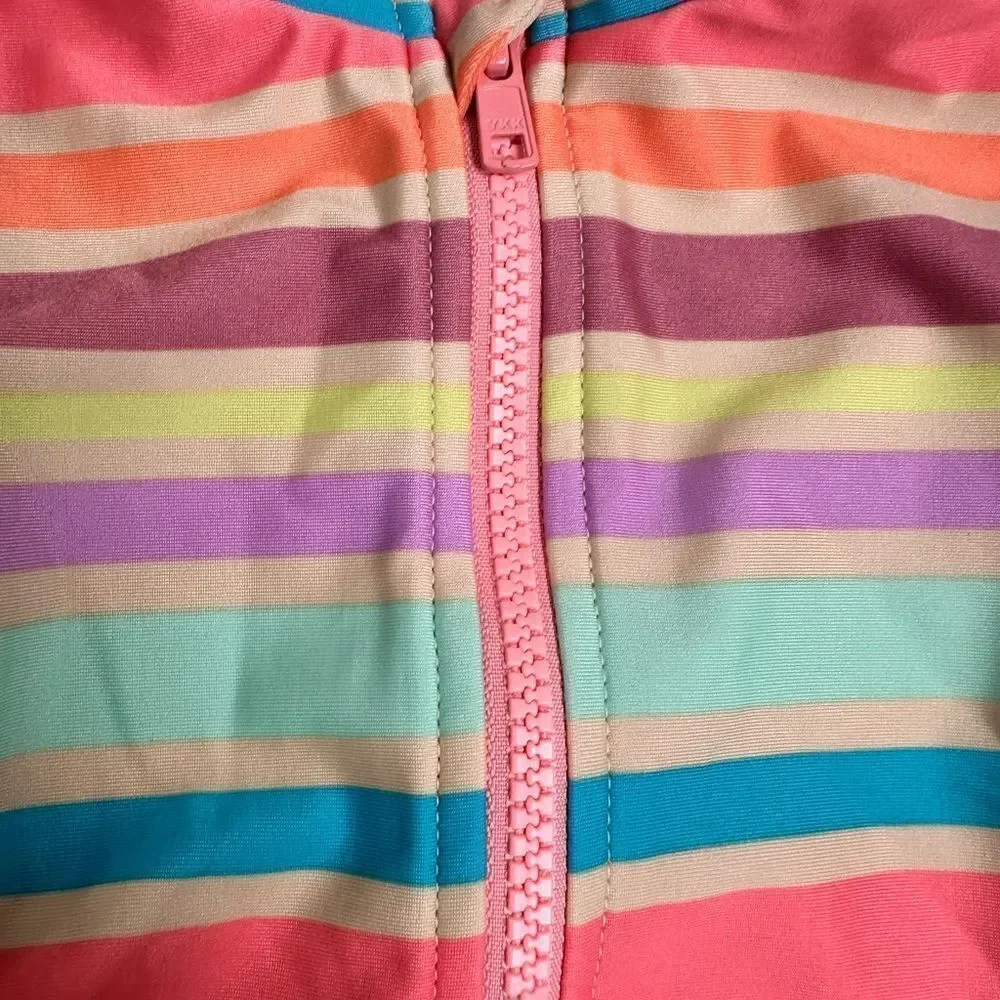NWOT Cat & Jack Toddler Girls One Piece e Rashguard Orange Pink Swimsuit- 3T